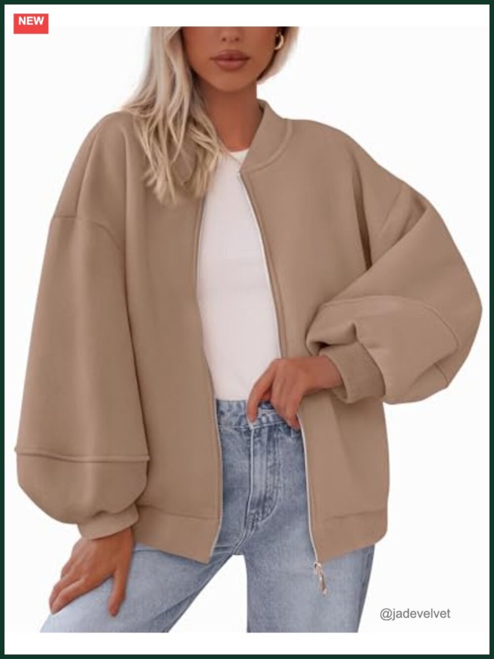 Oversized Zip Up Sweatshirt Bomber Jacket Women Fall Winter Long Sleeve
